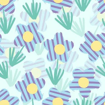 Seamless doodle cute flowers pattern background , greeting card or fabric Stock Illustration
