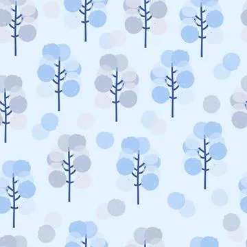 Seamless doodle cute tree pattern background Stock Illustration
