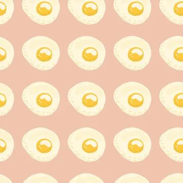 Seamless doodle egg pattern with omelette silhouettes. Morning breakfast simp Stock Illustration
