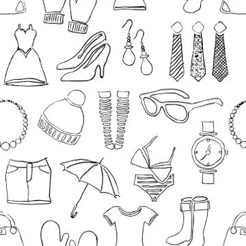 Seamless doodle fashion pattern Stock Illustration