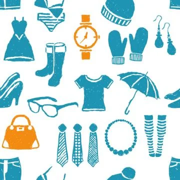 Seamless doodle fashion pattern Stock Illustration