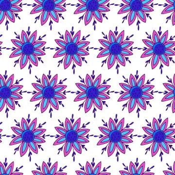 Seamless doodle floral pattern. 스톡 일러스트