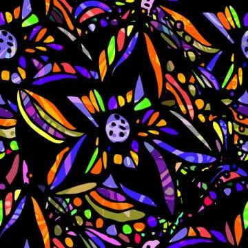 Seamless doodle flower background Stock Illustration