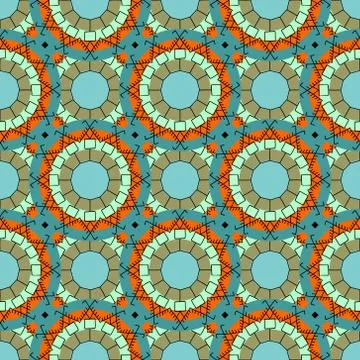 Seamless doodle flower background in vector with doodles. Circles ethnic floral 스톡 일러스트