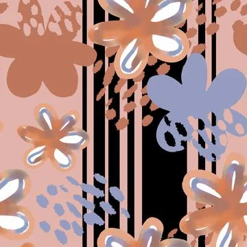Seamless doodle flower pattern on artope background , greeting card Stock Illustration