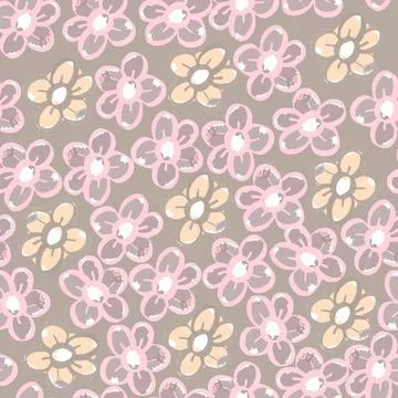Seamless doodle flower pattern background Stock Illustration