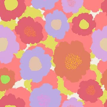 Seamless doodle flowers pattern background , greeting card or fabric Stock Illustration