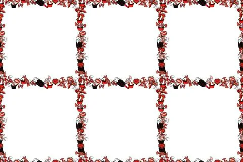 Seamless. Doodle frame consists of red, black and white border. Raster Backgroun Stockillustratie