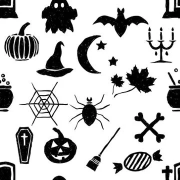 Seamless doodle halloween pattern Stock Illustration