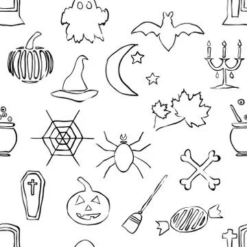 Seamless doodle halloween pattern Stock Illustration