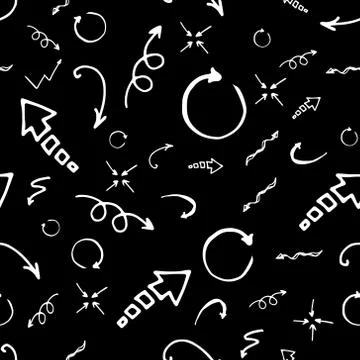 Seamless doodle ink pointer and arrow pattern Stock Illustration