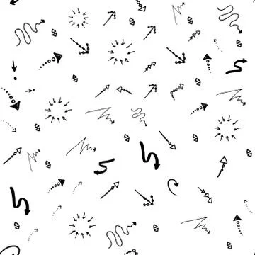 Seamless doodle ink pointer and arrow pattern Illustrazione stock