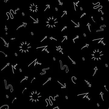 Seamless doodle ink pointer and arrow pattern Stock Illustration