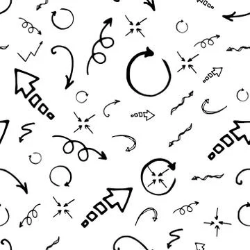 Seamless doodle ink pointer and arrow pattern Stock Illustration
