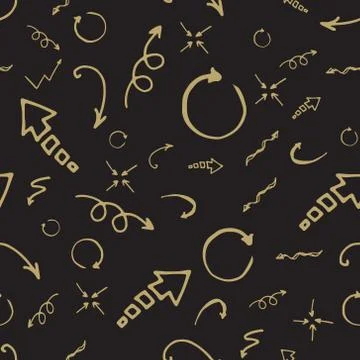 Seamless doodle ink pointer and arrow pattern Stock Illustration