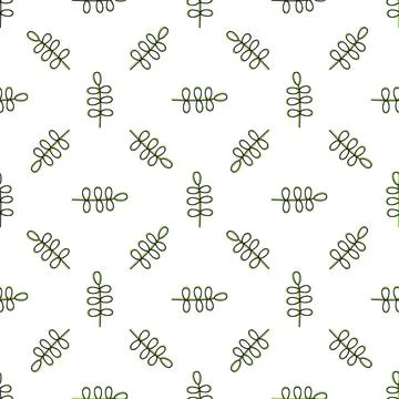 Seamless doodle leaves pattern for coloring book. Ethnic, floral, retro, vect Stock Illustration