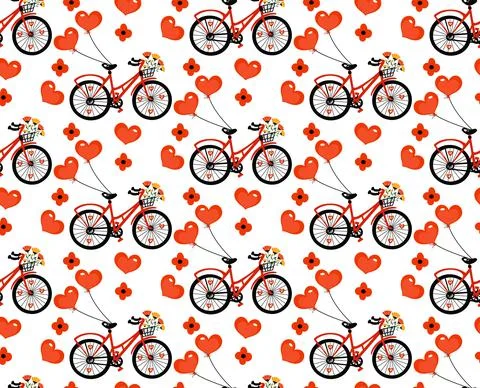 Seamless doodle love pattern. Happy Valentines Day.Vector Stock Illustration