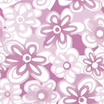 Seamless doodle monochrome flower pattern background , greeting card Stock Illustration