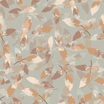 Seamless doodle monochrome leafs pattern background , greeting card or fabric Stock Illustration