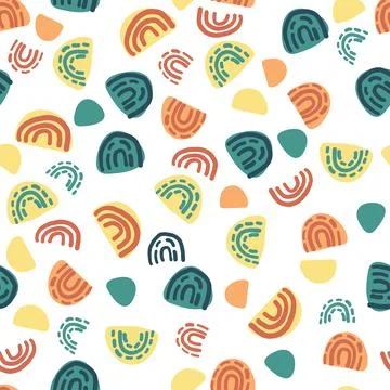 Seamless doodle multicolour hand draw line art from geometry shape  pattern b Illustrazione stock