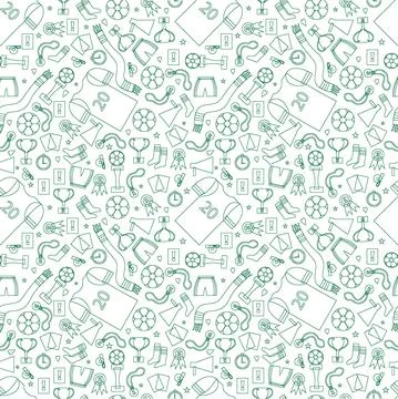 Seamless doodle objects for playing football. Wrapping paper, textile or back Stock Illustration