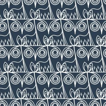 Seamless doodle owl pattern. Cute print for kids, scrap and other Stock Illustration