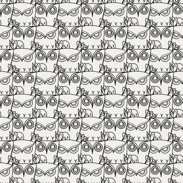 Seamless doodle owl pattern. Cute print for kids, scrap and other Stock Illustration