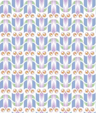 Seamless doodle owl pattern. Cute print for kids, scrap and other Stock Illustration