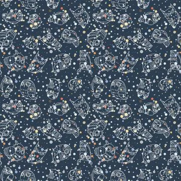 Seamless doodle owl pattern. Cute print for kids, scrap and other Stock Illustration