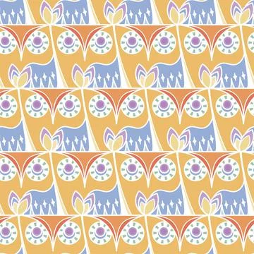 Seamless doodle owl pattern. Cute print for kids, scrap and other Stock Illustration