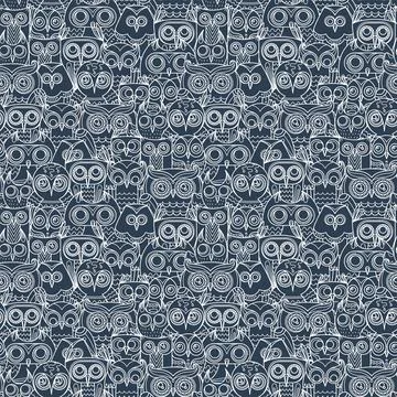 Seamless doodle owl pattern. Cute print for kids, scrap and other Stock Illustration