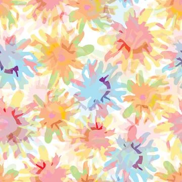 Seamless doodle pastel abstract flowers.pattern background , greeting card or Stock Illustration
