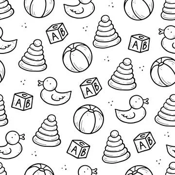 Seamless doodle pattern of baby thing Stock Illustration