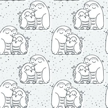 Seamless doodle pattern with cute bird elements Illustrazione stock