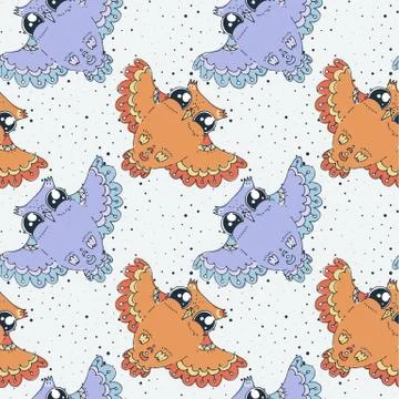 Seamless doodle pattern with cute elements Stock Illustration