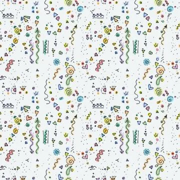 Seamless doodle pattern with cute elements Illustrazione stock