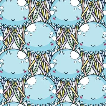 Seamless doodle pattern with cute elements 스톡 일러스트
