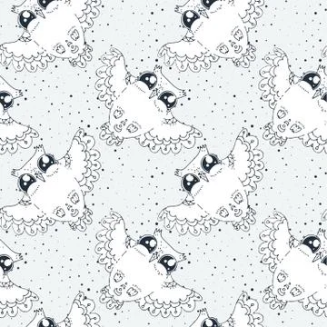 Seamless doodle pattern with cute elements Stock Illustration
