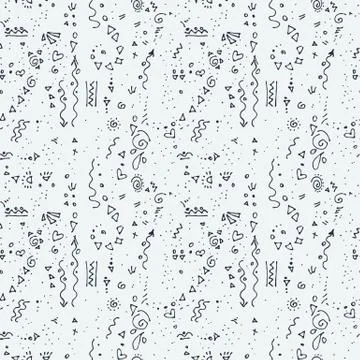 Seamless doodle pattern with cute elements Stock Illustration