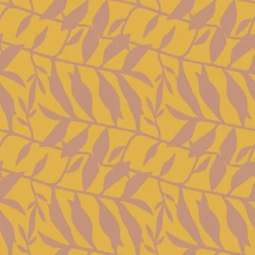 Seamless doodle pattern with floral leaves ornament. Autumn stylistic with or Stock Illustration