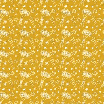 Seamless doodle pattern in gold and white color. Vector illustration with dai Stock Illustration