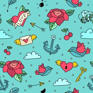 Seamless doodle pattern Stock Illustration