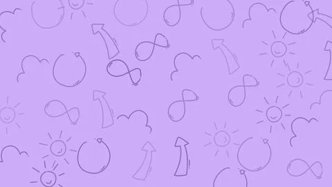 Seamless Doodle Pattern with Infinity and Idea Symbols. Illustrazione stock