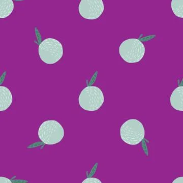 Seamless doodle pattern with random blue apple cute ornament. Fruit shapes on Illustrazione stock