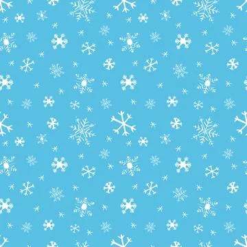 Seamless doodle pattern with snowflakes. Stock-Illustration