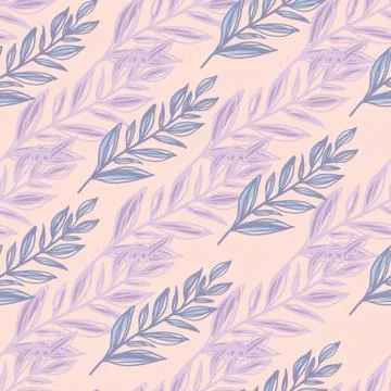 Seamless doodle pattern with stylized vintage leaf branch ornament. Botanic p 스톡 일러스트