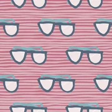 Seamless doodle pattern with sunglasses elements. Hipster print with pink and Illustrazione stock