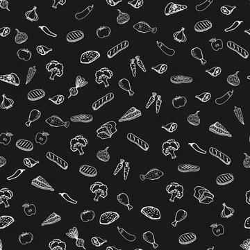 Seamless doodle pattern with vegetables Stock Illustration