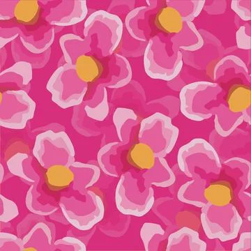 Seamless doodle pink flowers pattern   background , greeting card or fabric Stock Illustration