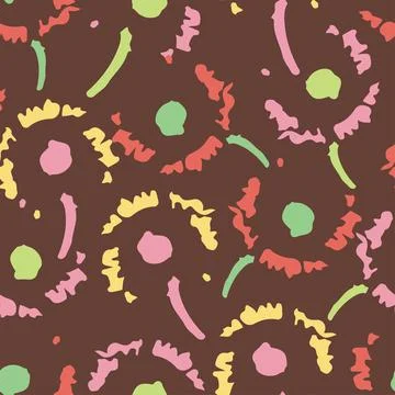 Seamless doodle plants pattern background with hand drawn flowers , greeting  Stock Illustration